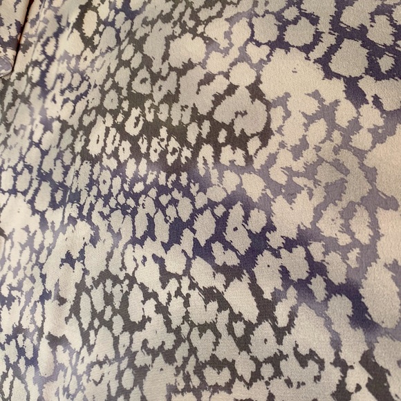 Rebecca Taylor One Shoulder Top Mauve Gray Leopard Print Crepe Blouse - Picture 4 of 12